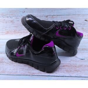 Nike Free Walk Women's Size 9.5 Black Mesh Patent Leather Sneakers Shoes